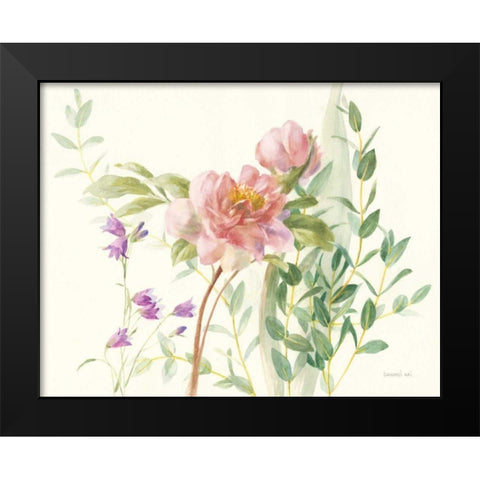 Flourish I Light Pink Crop Black Modern Wood Framed Art Print by Nai, Danhui