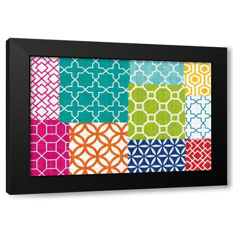 Bright Lattice Tile Patchwork Black Modern Wood Framed Art Print by Mullan, Michael