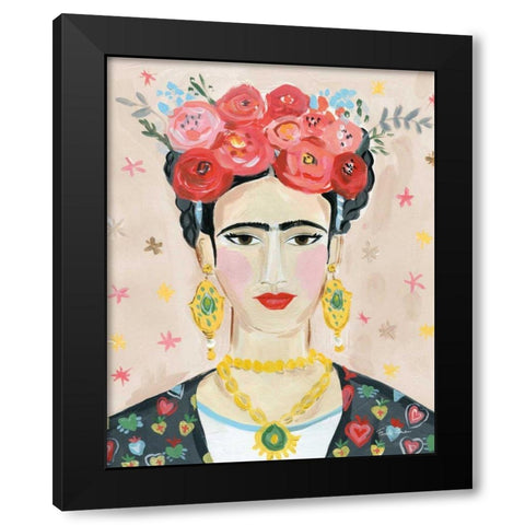 Homage to Frida Neutral Black Modern Wood Framed Art Print by Zaman, Farida