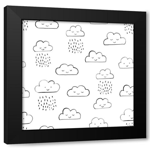 Neighborhood Pals Pattern IA Black Modern Wood Framed Art Print with Double Matting by Zaman, Farida