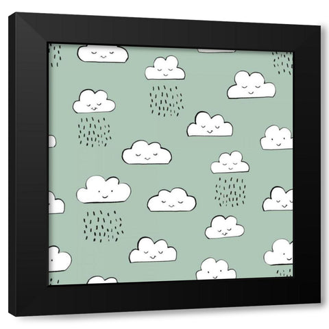 Neighborhood Pals Pattern IB Black Modern Wood Framed Art Print with Double Matting by Zaman, Farida
