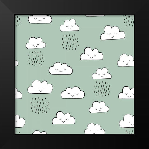 Neighborhood Pals Pattern IB Black Modern Wood Framed Art Print by Zaman, Farida