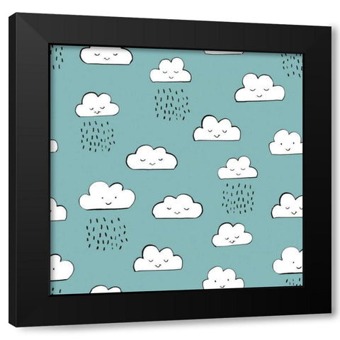 Neighborhood Pals Pattern IC Black Modern Wood Framed Art Print with Double Matting by Zaman, Farida