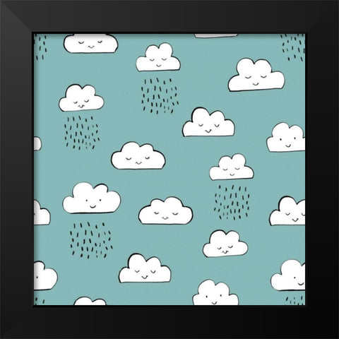 Neighborhood Pals Pattern IC Black Modern Wood Framed Art Print by Zaman, Farida