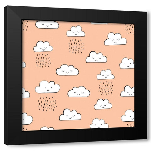 Neighborhood Pals Pattern ID Black Modern Wood Framed Art Print with Double Matting by Zaman, Farida