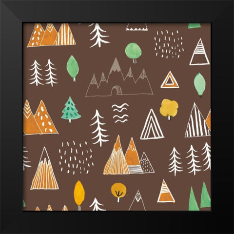 Neighborhood Pals Pattern IVA Black Modern Wood Framed Art Print by Zaman, Farida