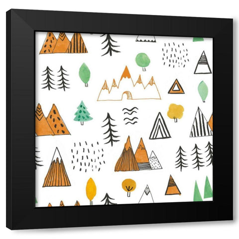 Neighborhood Pals Pattern IVB Black Modern Wood Framed Art Print with Double Matting by Zaman, Farida
