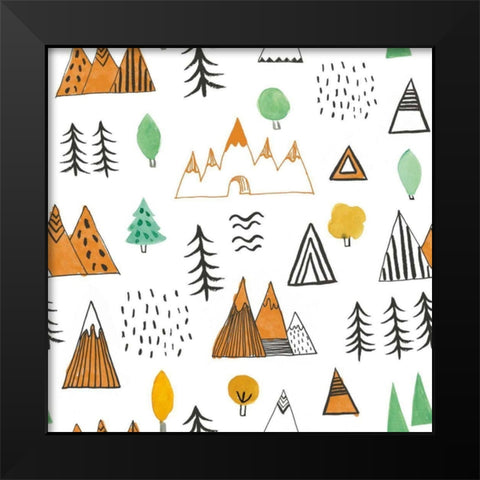 Neighborhood Pals Pattern IVB Black Modern Wood Framed Art Print by Zaman, Farida