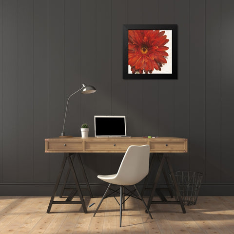 Vivid Daisy Dark Red Crop Black Modern Wood Framed Art Print by Nai, Danhui