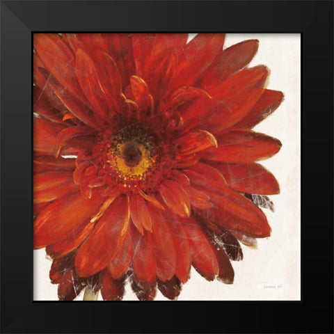 Vivid Daisy Dark Red Crop Black Modern Wood Framed Art Print by Nai, Danhui