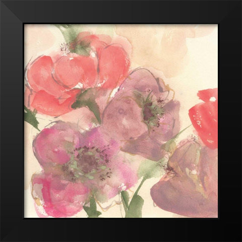 Coral Blooms II Dark Green Black Modern Wood Framed Art Print by Paschke, Chris