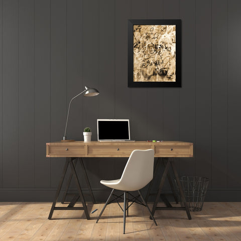 Graffiti Freedom Sepia Black Modern Wood Framed Art Print by Nai, Danhui