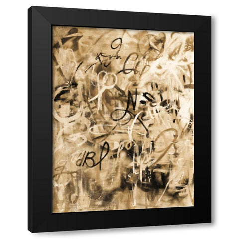 Graffiti Freedom Sepia Black Modern Wood Framed Art Print with Double Matting by Nai, Danhui