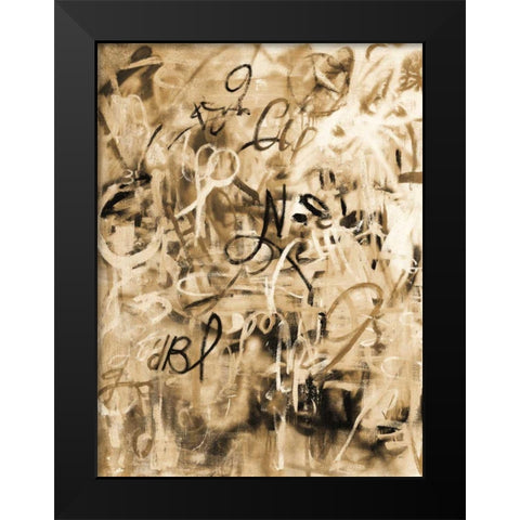 Graffiti Freedom Sepia Black Modern Wood Framed Art Print by Nai, Danhui