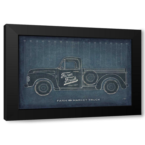 Farm Truck Blueprint Black Modern Wood Framed Art Print with Double Matting by Schlabach, Sue