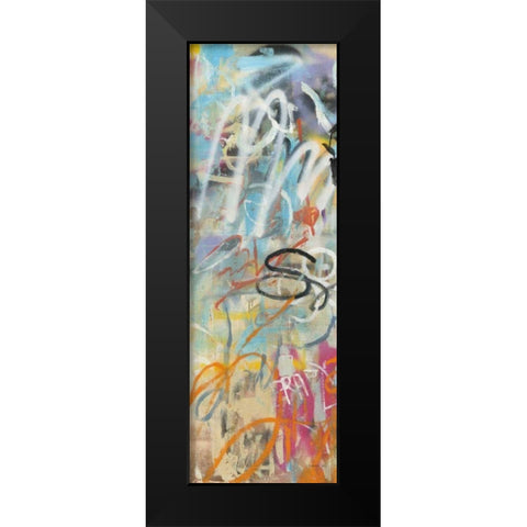 Graffiti Love Panel I Black Modern Wood Framed Art Print by Nai, Danhui