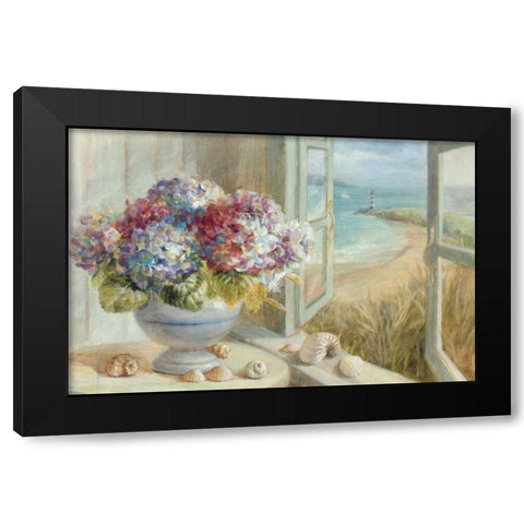 Coastal Hydrangea WAG Black Modern Wood Framed Art Print with Double Matting by Nai, Danhui