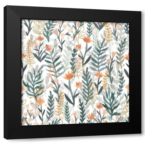 Spring Blooms Pattern I Black Modern Wood Framed Art Print by Marshall, Laura
