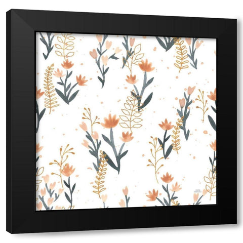 Spring Blooms Pattern IV Black Modern Wood Framed Art Print with Double Matting by Marshall, Laura