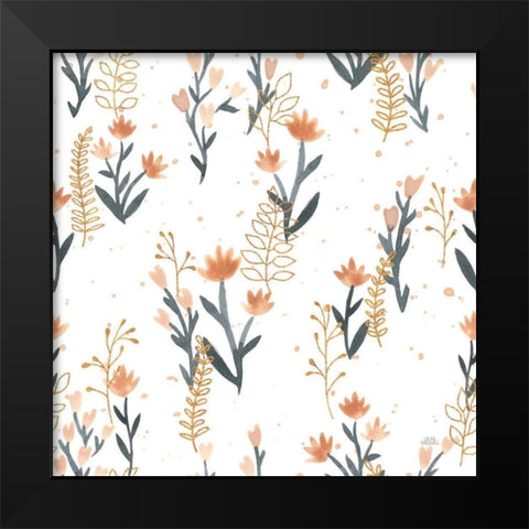 Spring Blooms Pattern IV Black Modern Wood Framed Art Print by Marshall, Laura