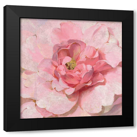 Blushing Metallic Peony Black Modern Wood Framed Art Print with Double Matting by Nai, Danhui