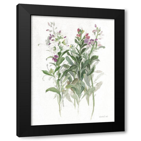 Sprigs of June I White Black Modern Wood Framed Art Print with Double Matting by Nai, Danhui