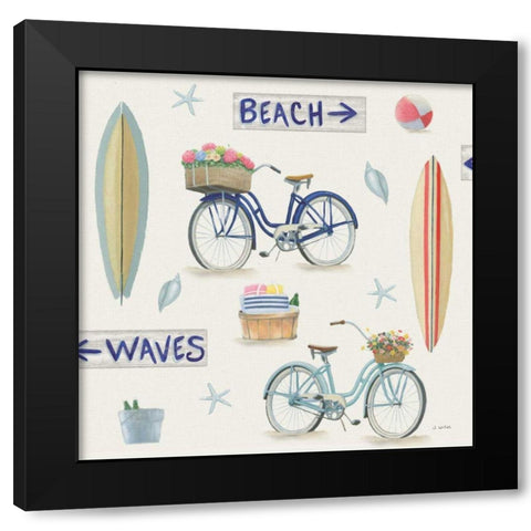 Beach Time Pattern VI Black Modern Wood Framed Art Print with Double Matting by Wiens, James