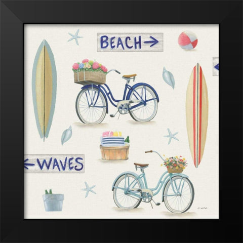 Beach Time Pattern VI Black Modern Wood Framed Art Print by Wiens, James