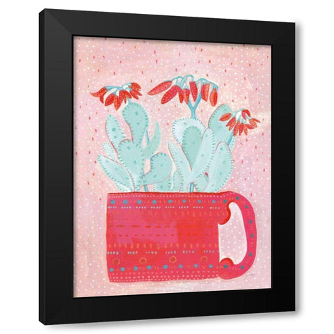 Coral Cuppa Black Modern Wood Framed Art Print by Mack, Lynn