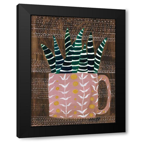 Succulent Cup Black Modern Wood Framed Art Print with Double Matting by Mack, Lynn