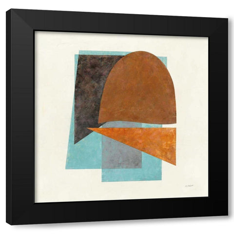 Quintet II Turquoise Black Modern Wood Framed Art Print with Double Matting by Schick, Mike
