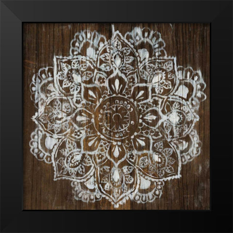 Mandala on Dark Wood Black Modern Wood Framed Art Print by Nai, Danhui