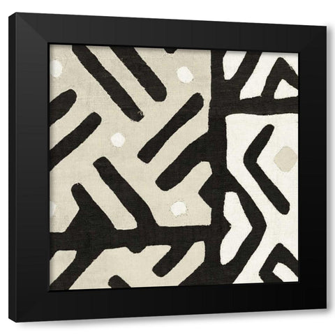 Kuba Cloth I Sq II Neutral Black Modern Wood Framed Art Print with Double Matting by Wild Apple Portfolio