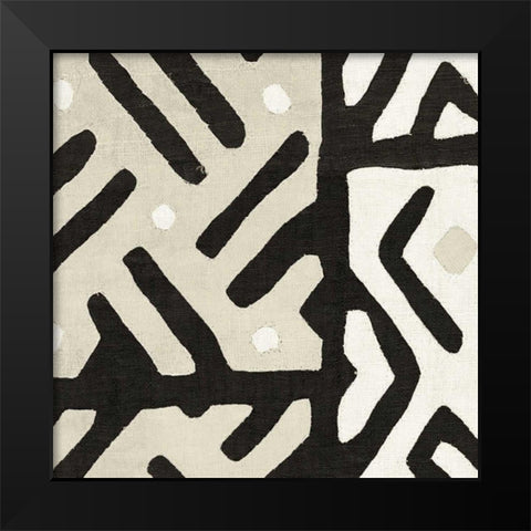 Kuba Cloth I Sq II Neutral Black Modern Wood Framed Art Print by Wild Apple Portfolio