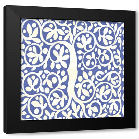 Forest Life Pattern VIII Rich Blue Black Modern Wood Framed Art Print by Thomas, Miranda