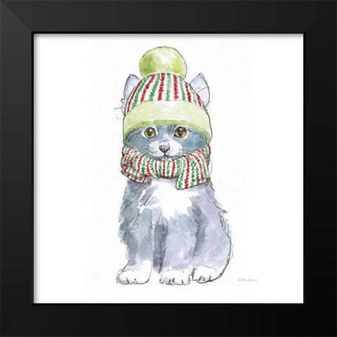 Christmas Kitties II Square Black Modern Wood Framed Art Print by Grove, Beth