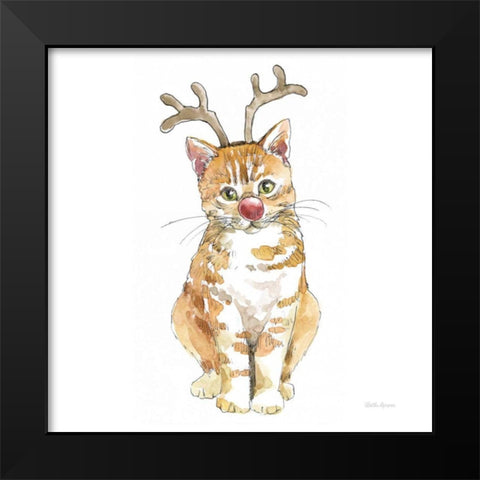 Christmas Kitties III Square Black Modern Wood Framed Art Print by Grove, Beth