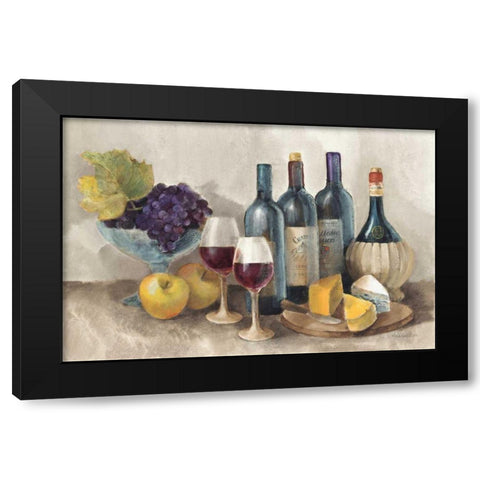 Wine and Fruit I v2 Light Black Modern Wood Framed Art Print with Double Matting by Hristova, Albena