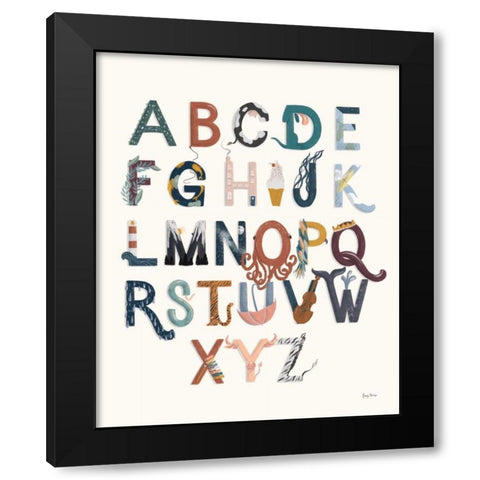 Alphabet A to Z Black Modern Wood Framed Art Print by Thorns, Becky