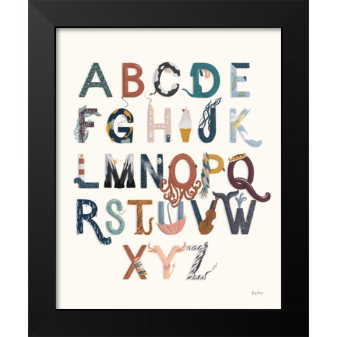 Alphabet A to Z Black Modern Wood Framed Art Print by Thorns, Becky