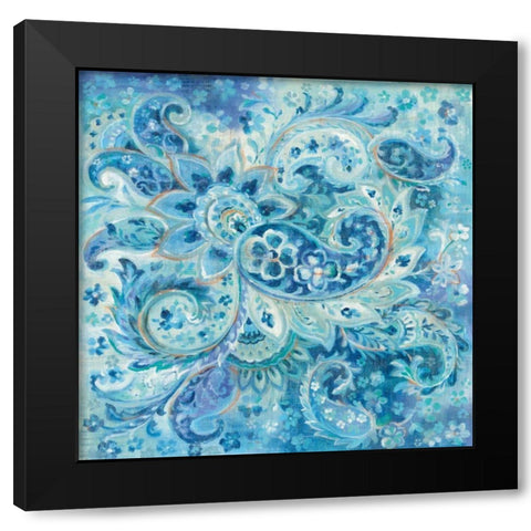 Surat Paisley Black Modern Wood Framed Art Print with Double Matting by Nai, Danhui