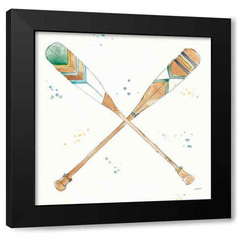 Lakehouse Oars Black Modern Wood Framed Art Print with Double Matting by Tavoletti, Anne