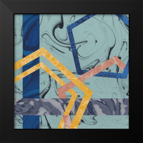 Terrazzo I Blue Black Modern Wood Framed Art Print by Wild Apple Portfolio