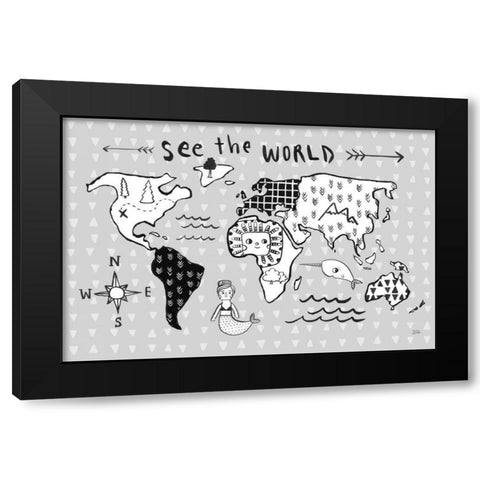 Scandy Baby I Black Modern Wood Framed Art Print with Double Matting by Averinos, Melissa