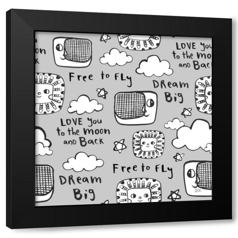 Scandy Baby Pattern IVC Black Modern Wood Framed Art Print by Averinos, Melissa