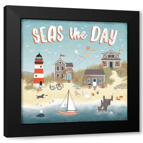 Seaside Village II Black Modern Wood Framed Art Print by Marshall, Laura