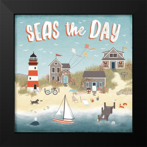 Seaside Village II Black Modern Wood Framed Art Print by Marshall, Laura