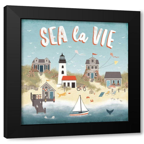 Seaside Village III Black Modern Wood Framed Art Print by Marshall, Laura