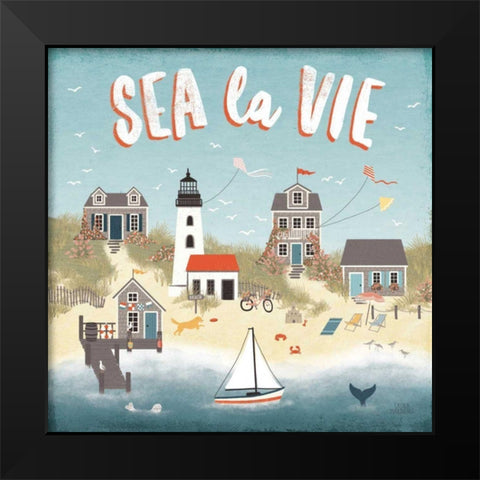 Seaside Village III Black Modern Wood Framed Art Print by Marshall, Laura