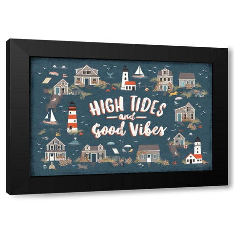 Seaside Village IV Black Modern Wood Framed Art Print by Marshall, Laura